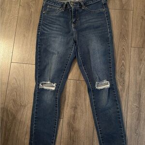 Stylish Distressed Blue Skinny Jeans